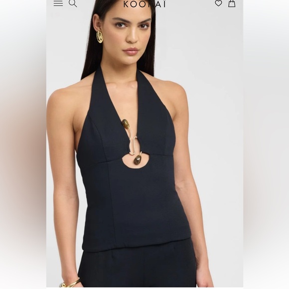 NWT Kookai Oyster Trim Halter Top - Picture 1 of 3